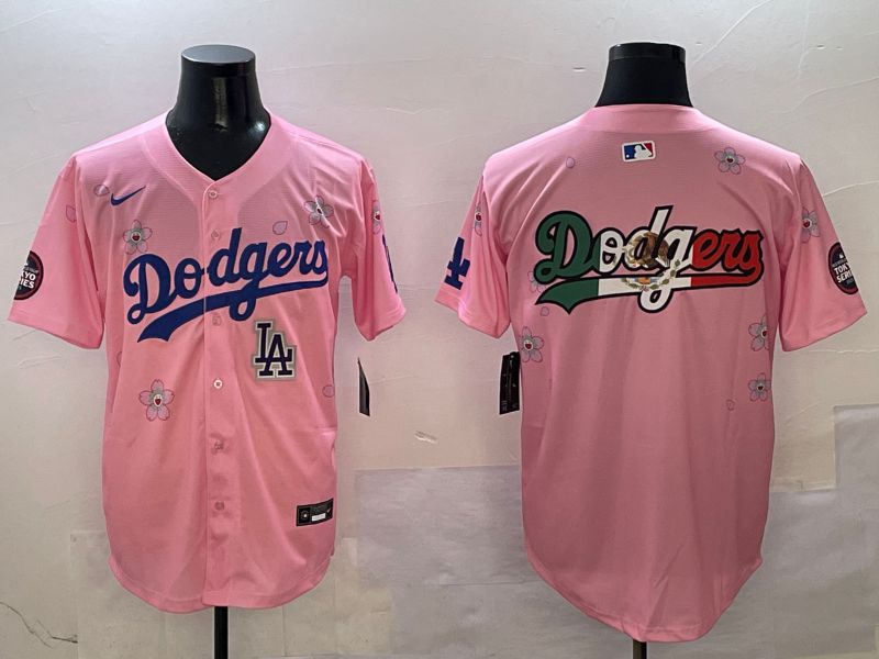 Men Los Angeles Dodgers Blank Pink Sakura Edition 2025 Nike MLB Jersey style 12